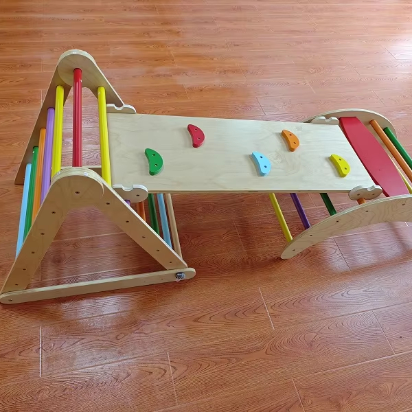 Kids Outdoor Wooden Climbing Frame - Hot Selling 3-in-1 Montessori Wooden Garden