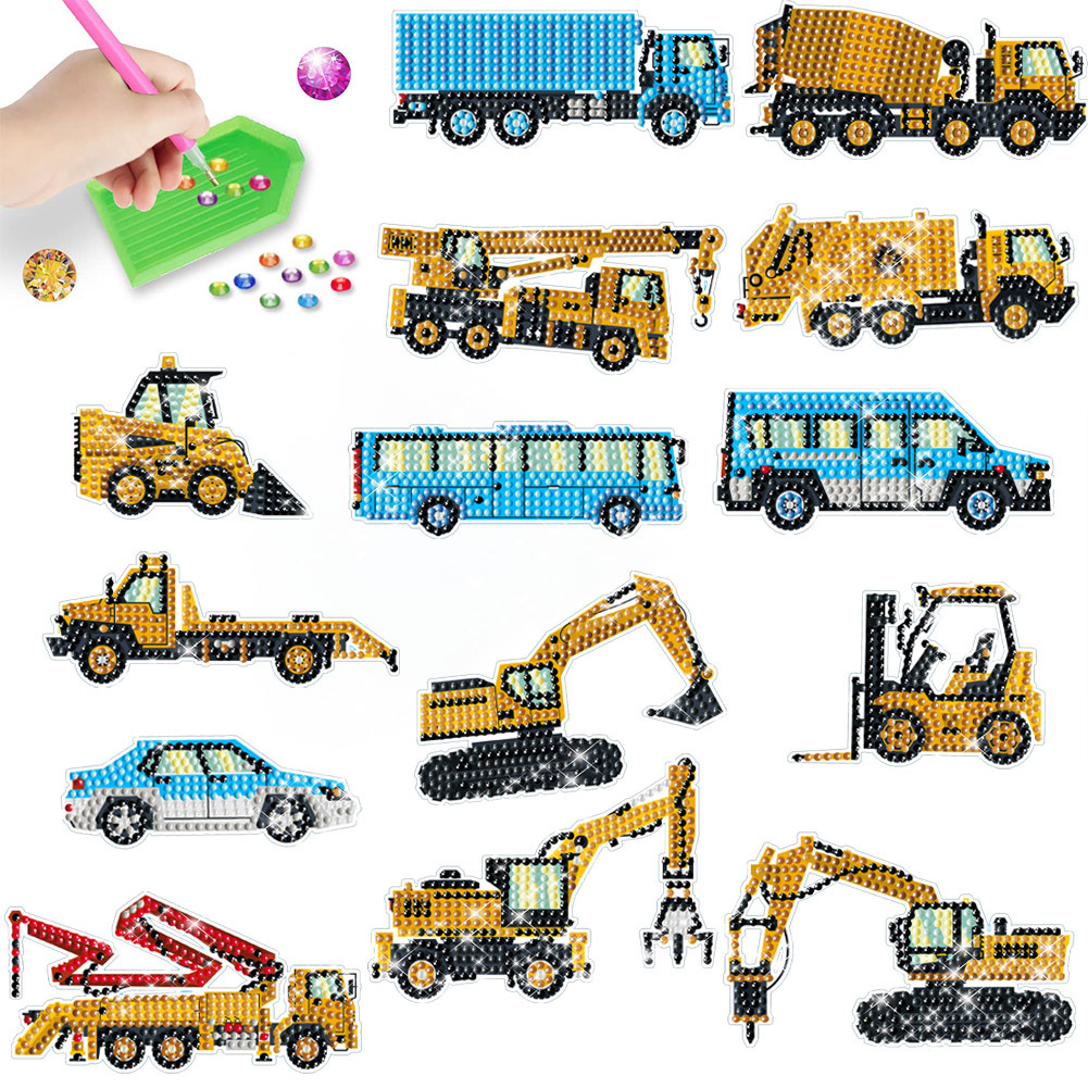 Kids Outdoor Excavator - Cartoon Engineering Vehicle Diamond Painting Sticker