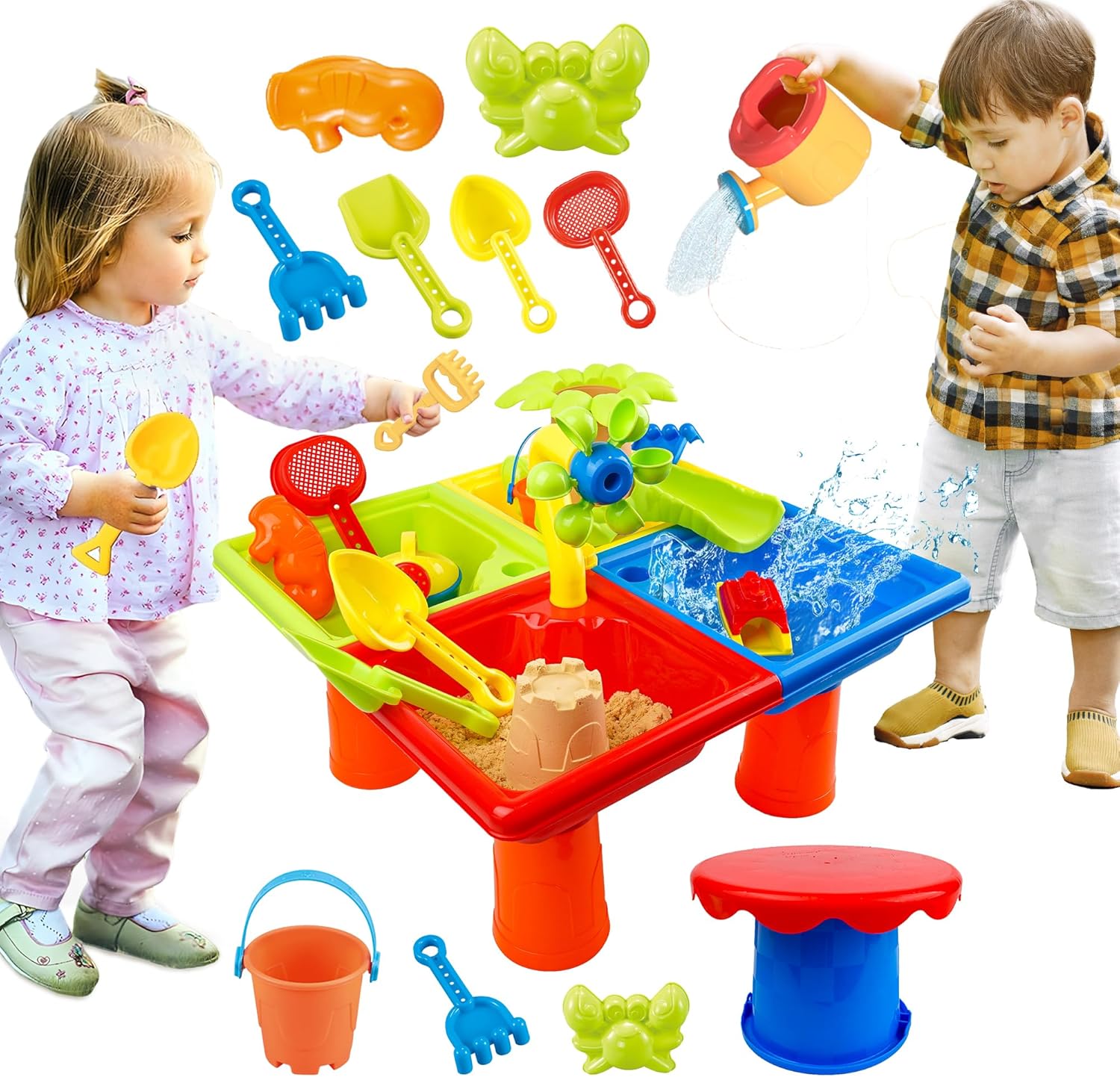 Kids Outdoor Water Table - 25 Pcs Summer Water Table for