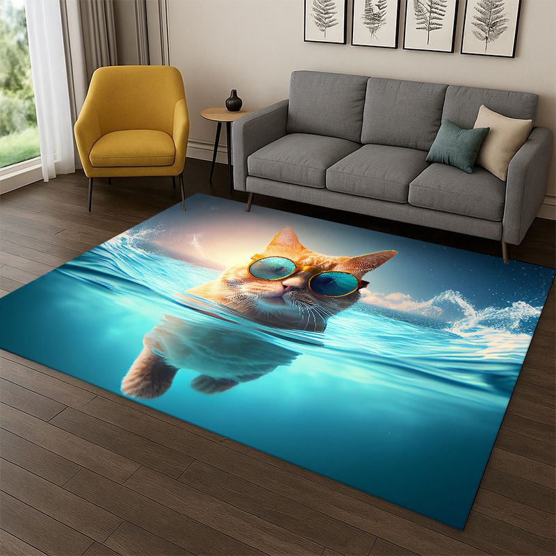 Kids Outdoor Flooring - Cute Cat Kitten Cartoon Carpet Rug