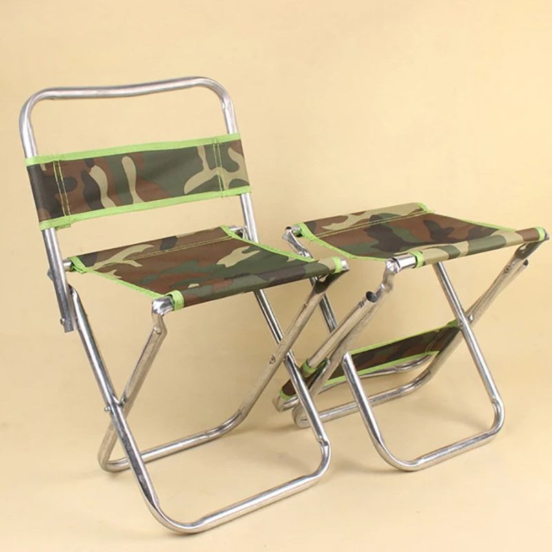 Kids Outdoor Lounge Chair - Camouflage Folding Stool with Backrest 46x29x29cm