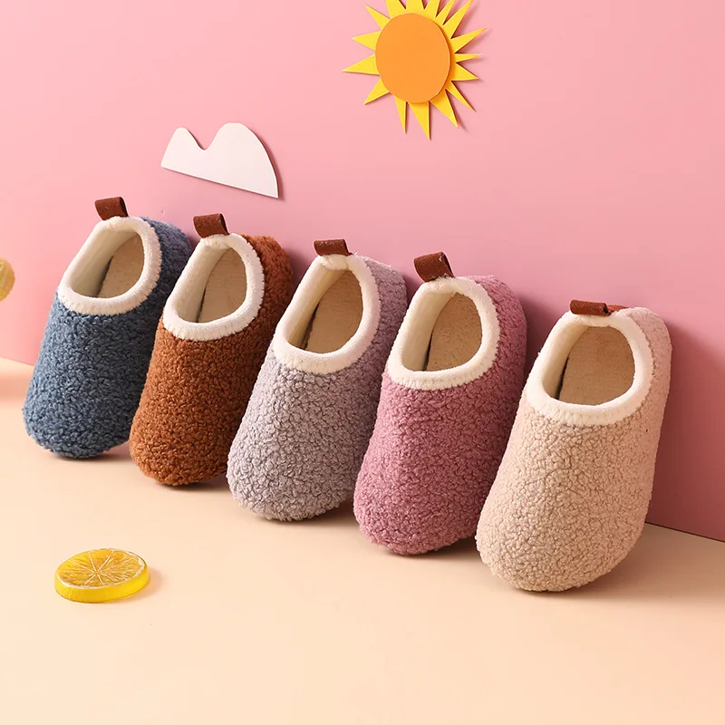 Kids Indoor Outdoor Slippers - Children Cotton Slippers Solid Warm Kids