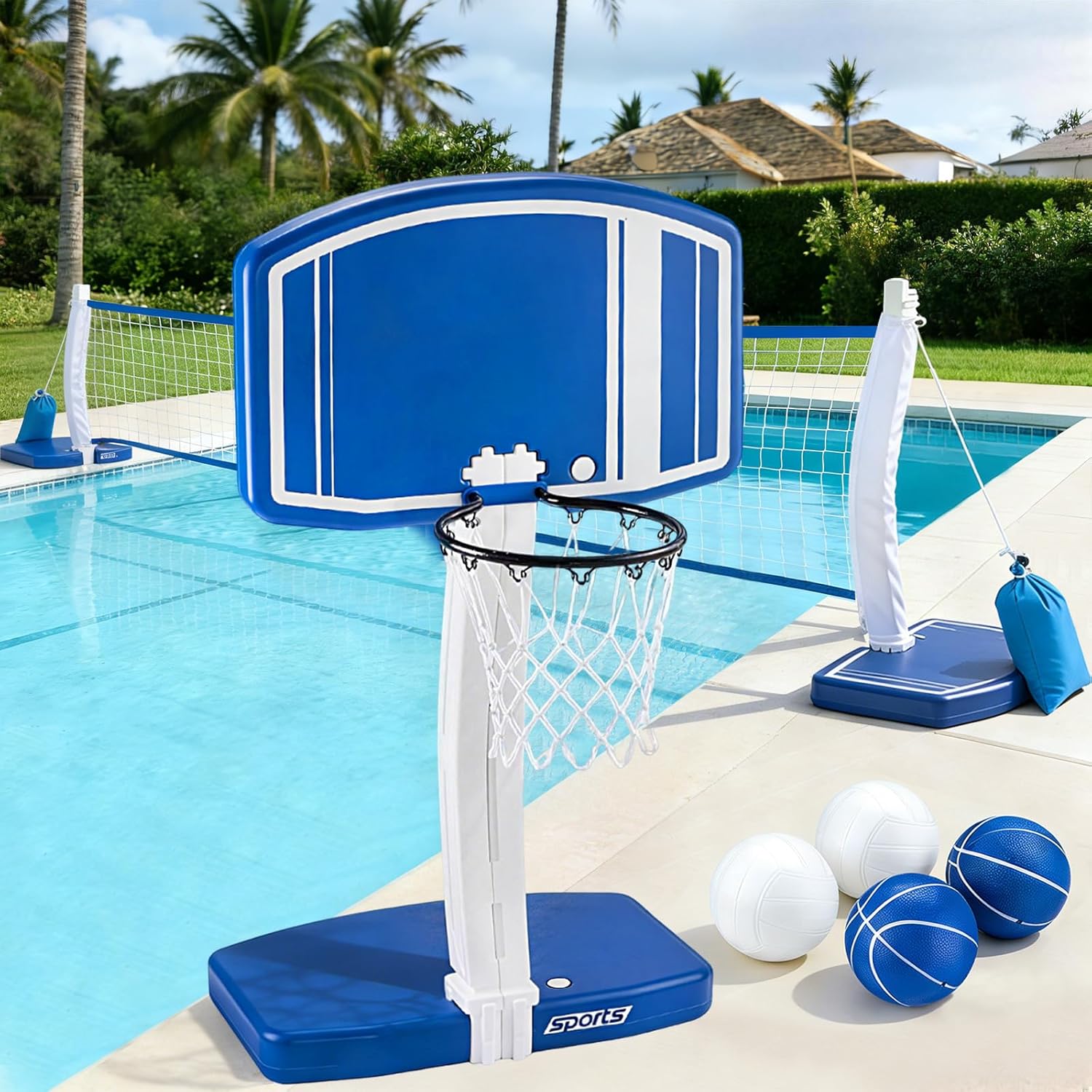 Outdoor Toys For Kids - Above Ground Pool Basketball Hoop and