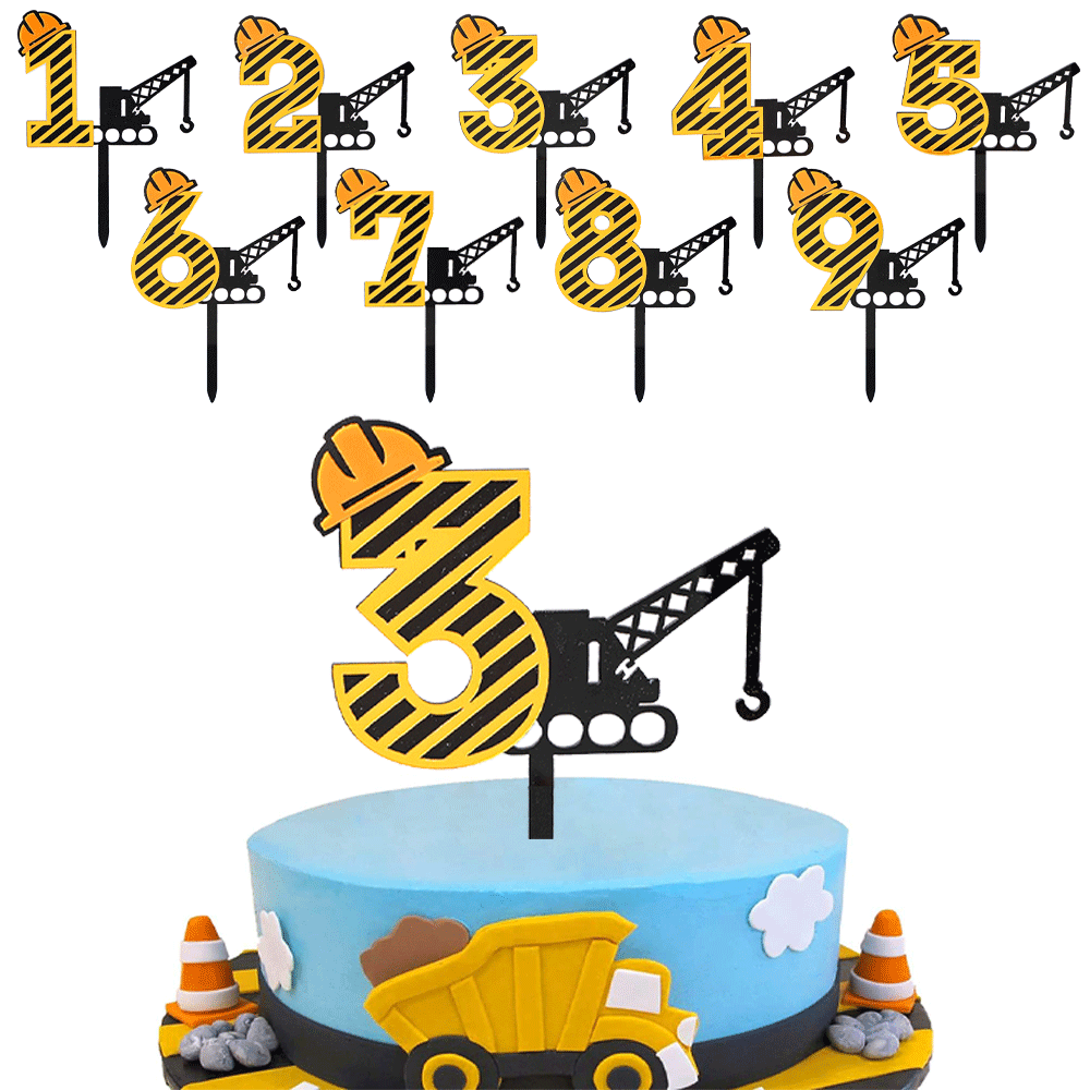 Kids Outdoor Excavator - Construction Excavator Acrylic Cake Topper Boy