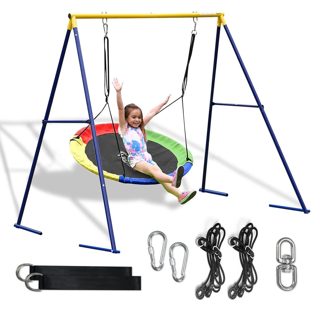 Kids Outdoor Youtube - Heavy-Duty 440lbs Outdoor Swing Set with