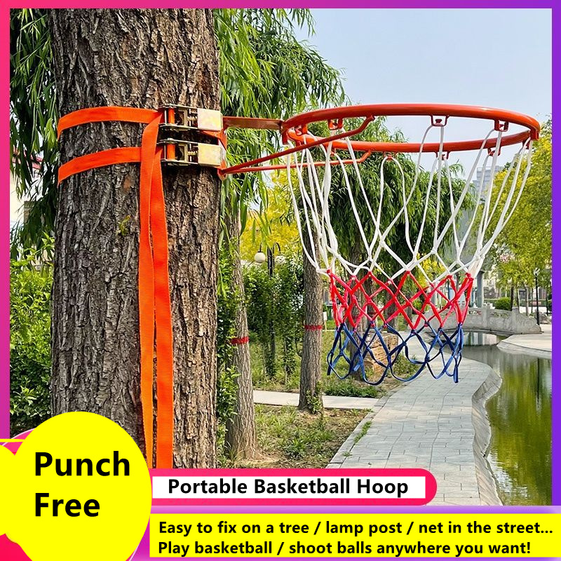Kids Outdoor Basketball Hoop - Punch-free Basketball Hoop Standard Steel Rim