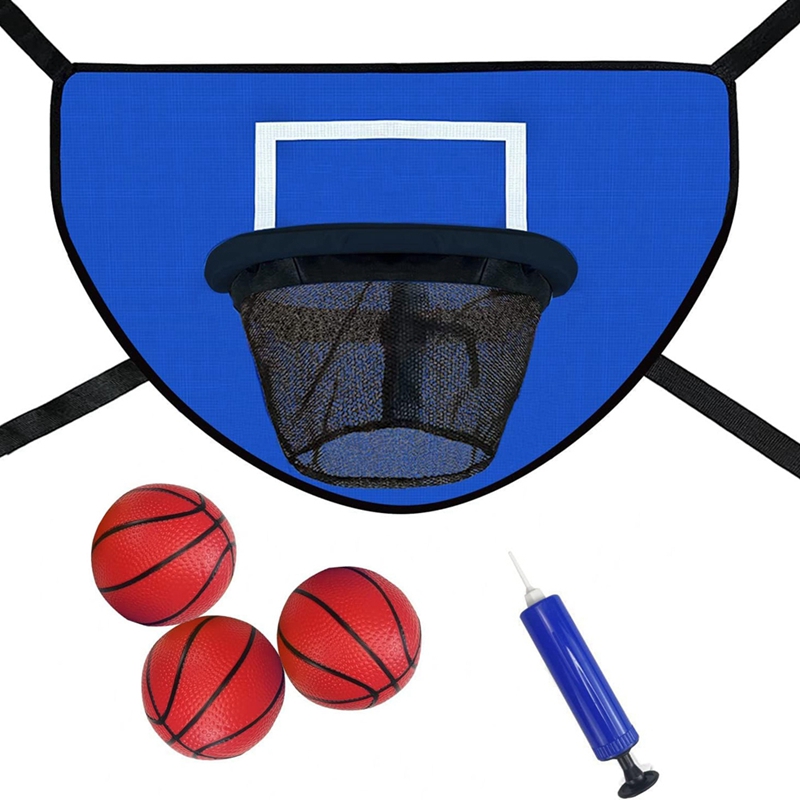 Kids Outdoor Basketball Hoop - Trampoline Basketball Hoop Kit With Pump