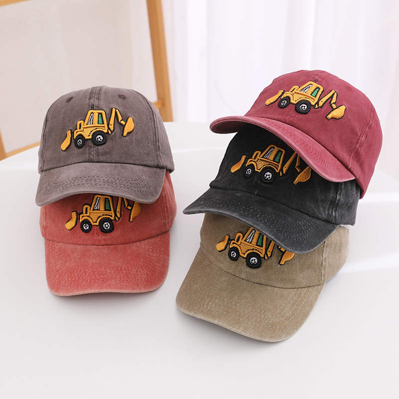 Kids Outdoor Excavator - School Kids Baseball Hats Bulldozer Excavator