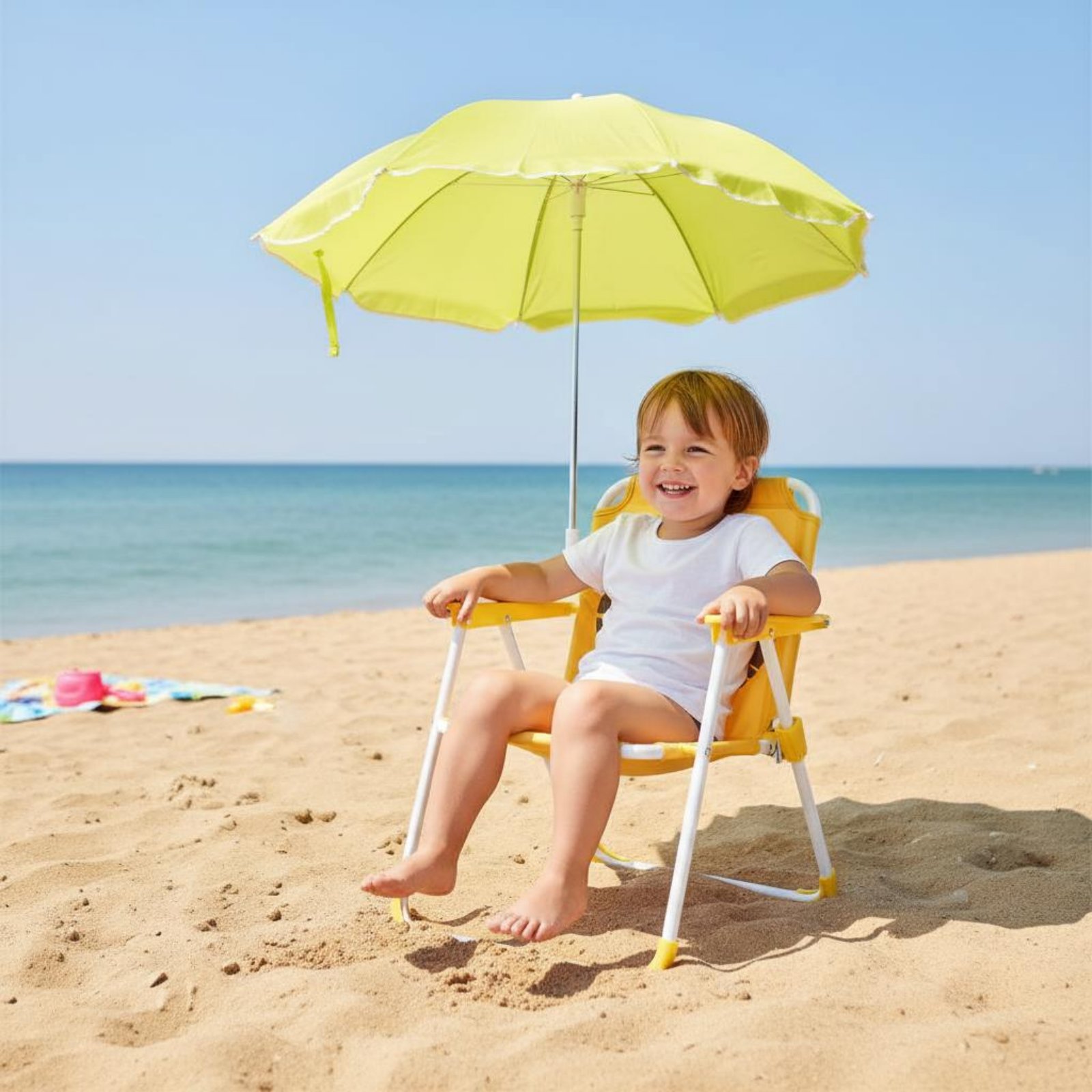 Kids Outdoor Umbrella Chair - Children's Portable Chair with Sun Shade