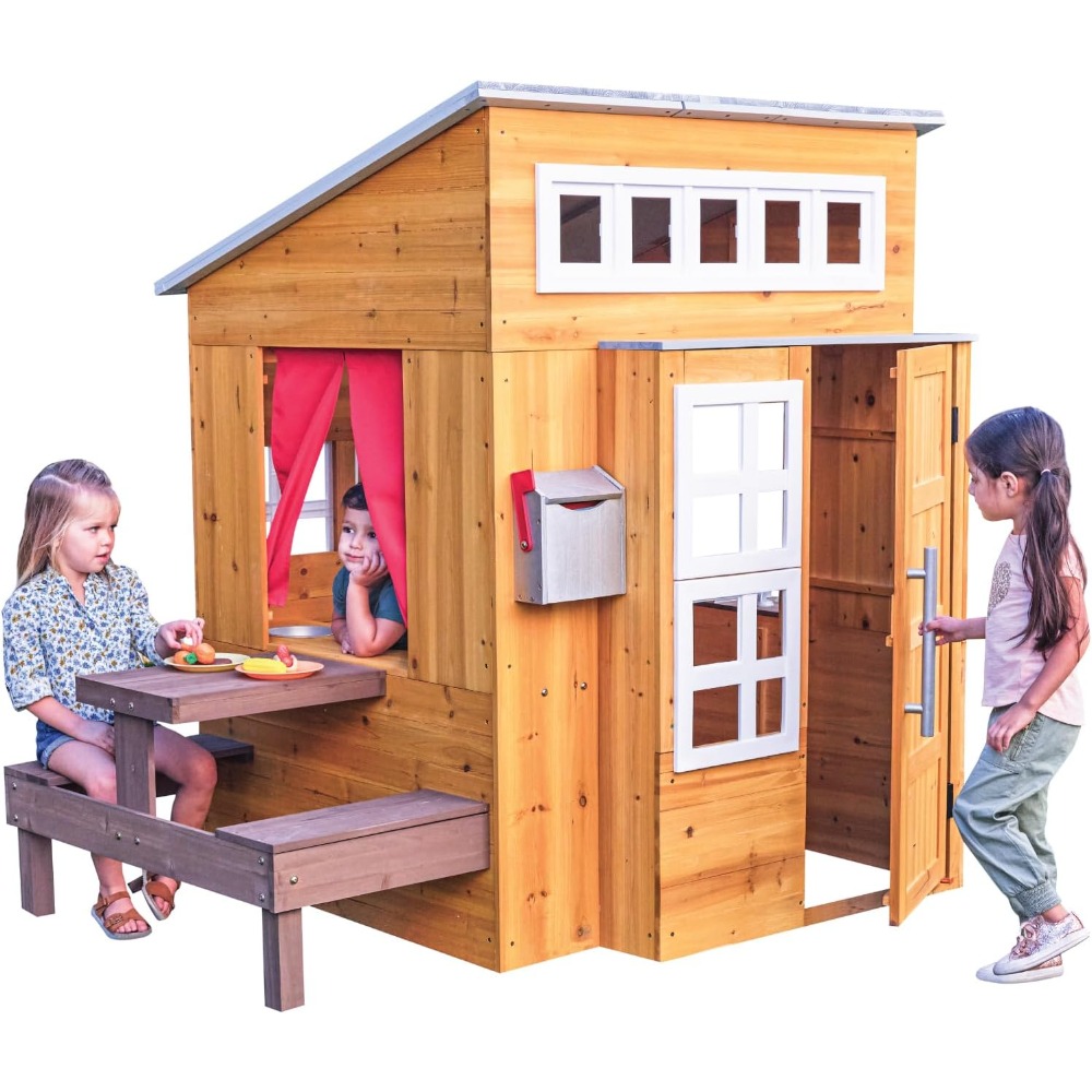 Modern Outdoor Wooden Playhous - Kids Outdoor Grill 评论和价格