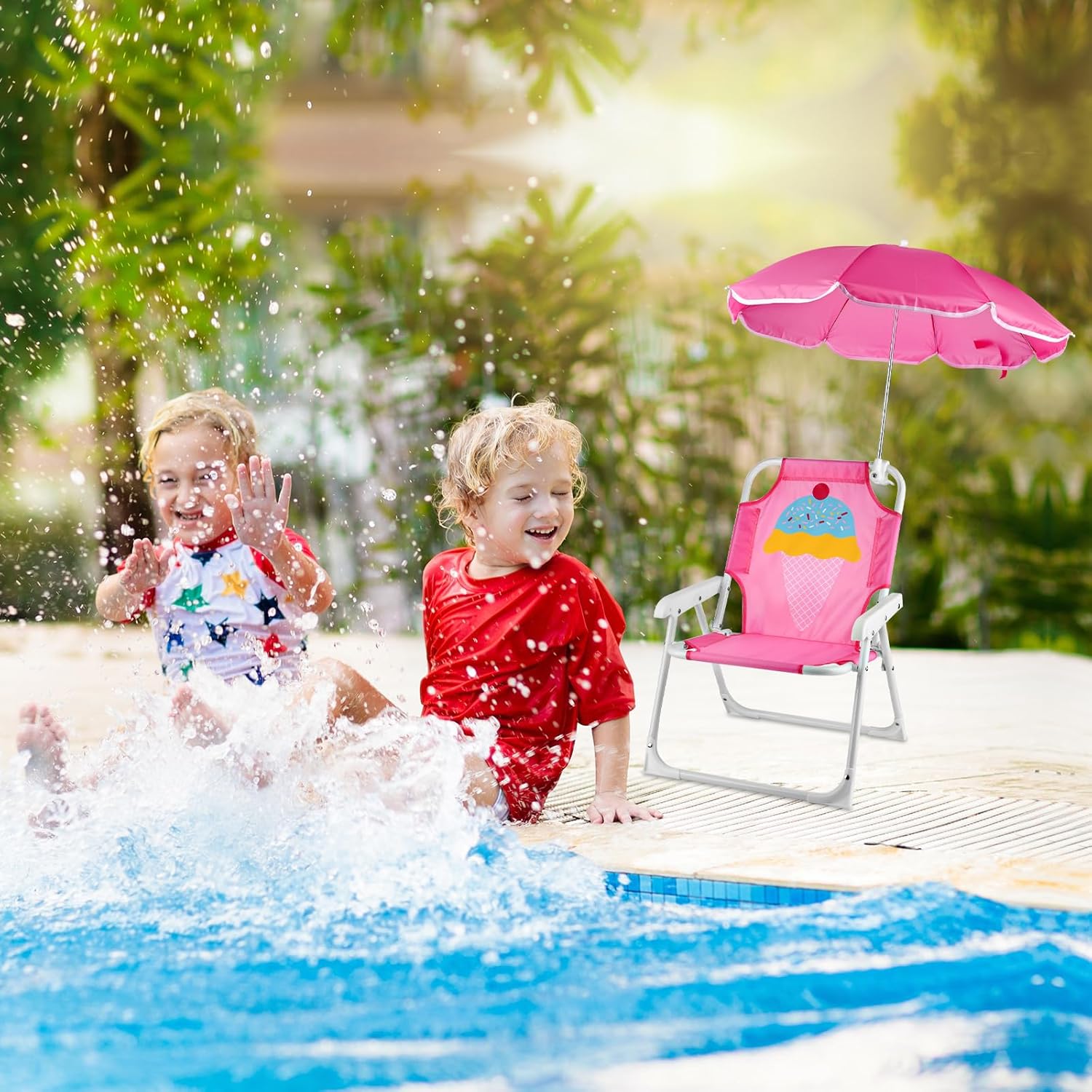 1 Set Folding Beach Chair with - Kids Outdoor Umbrella Chair 评论和价格