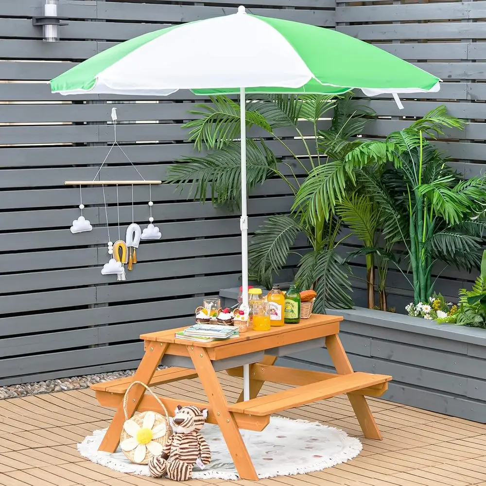 4-in-1 Wooden Sand & Water Pic - Kids Outdoor Water Table 评论和价格