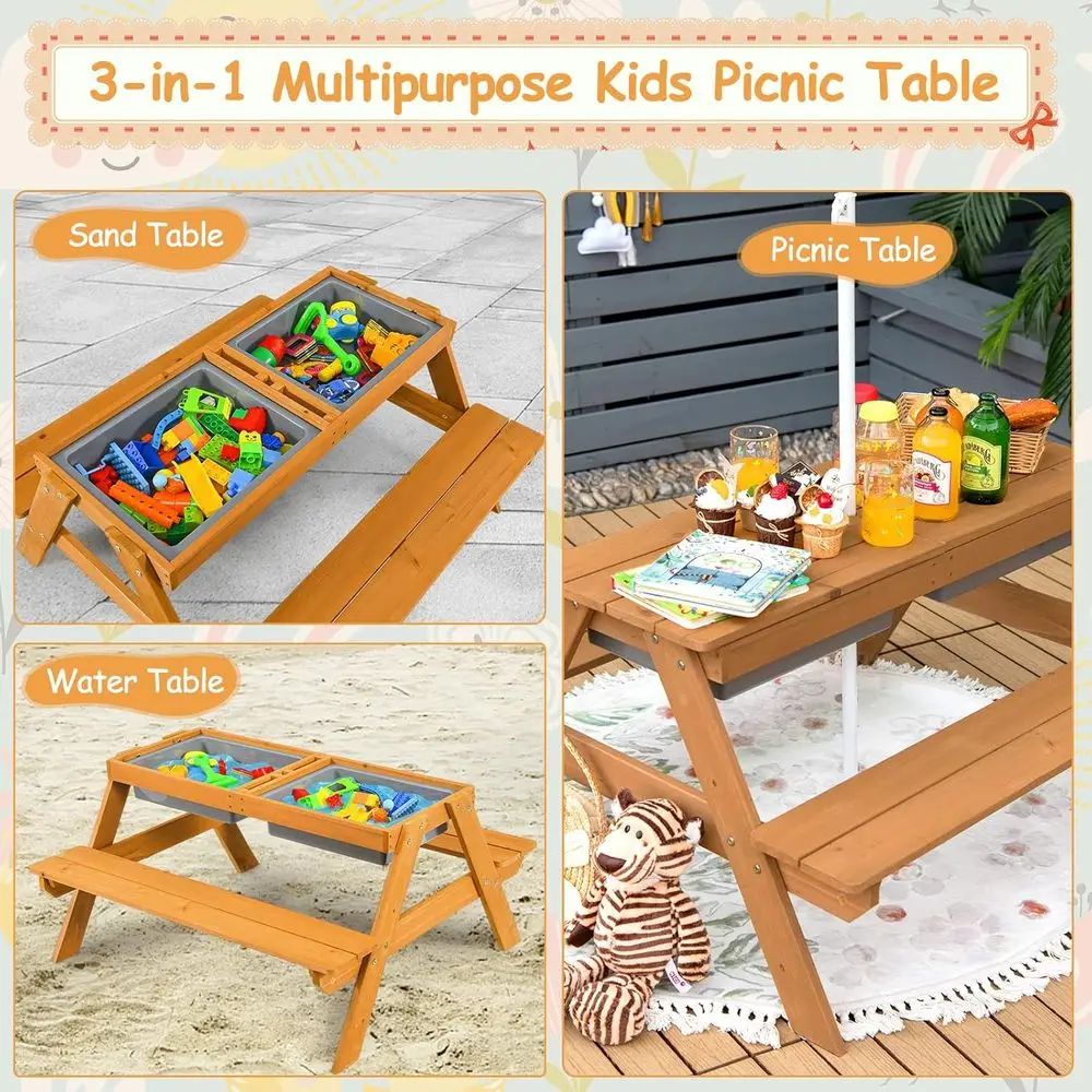 4-in-1 Wooden Sand & Water Pic - Kids Outdoor Water Table 评论和价格