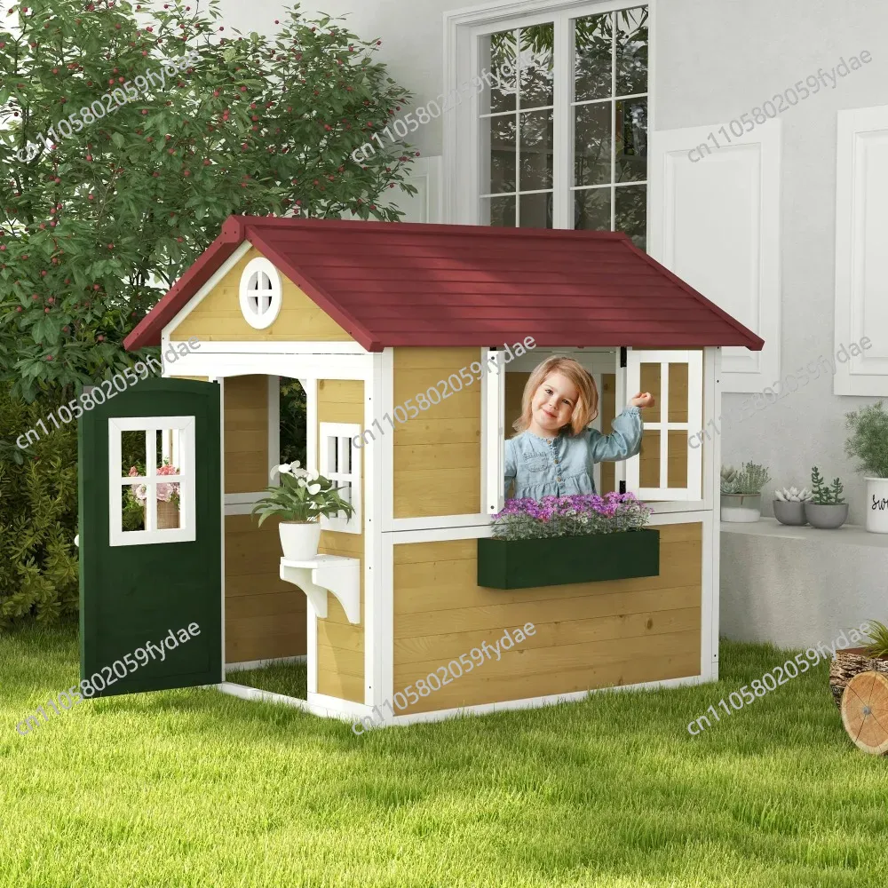Outdoor Kids Playhouse, Wooden - Kids Outdoor Playhouse 评论和价格