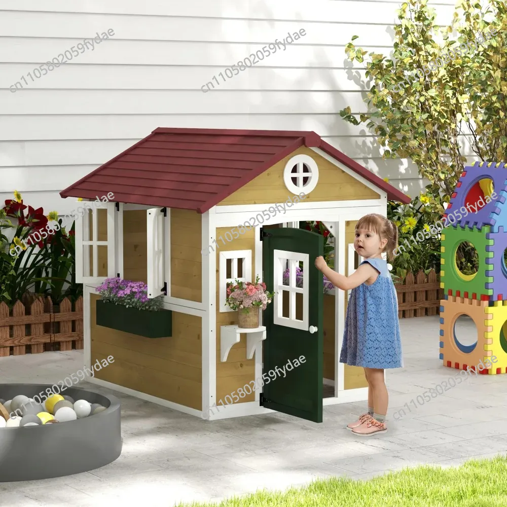 Outdoor Kids Playhouse, Wooden - Kids Outdoor Playhouse 评论和价格