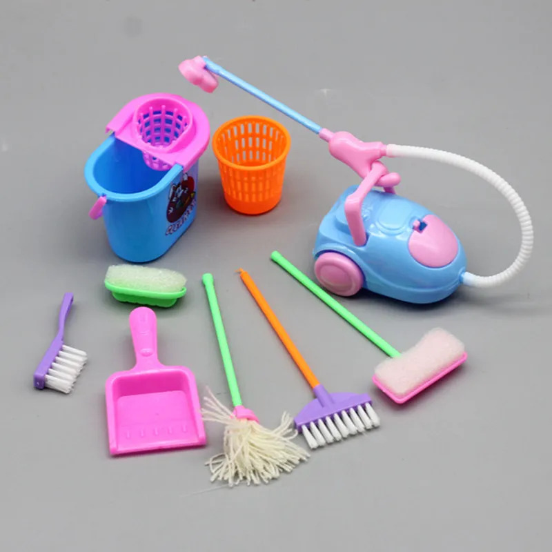 9PCS Miniature Doll House Clea - Kids Outdoor Broom 评论和价格