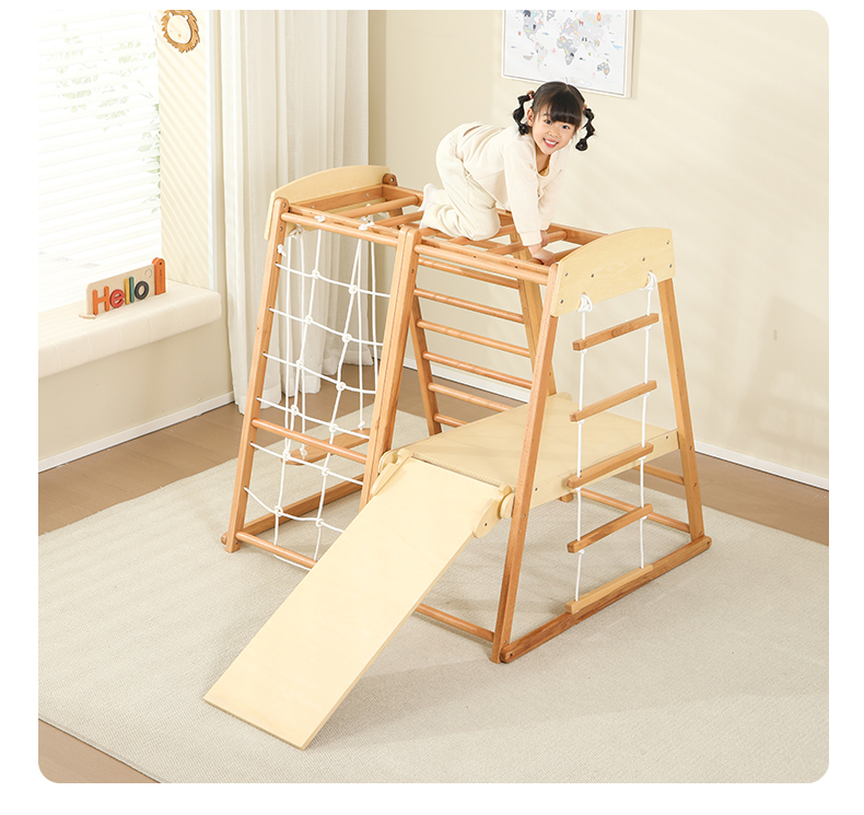 Kids Outdoor Indoor Montessori - Kids Outdoor Wooden Climbing Frame 评论和价格