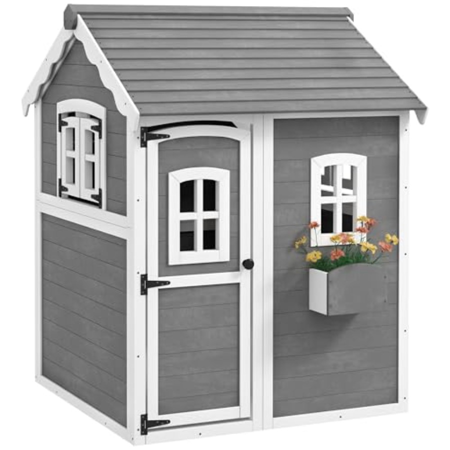 Outdoor wooden playhouse for k - Kids Outdoor Playhouse 评论和价格