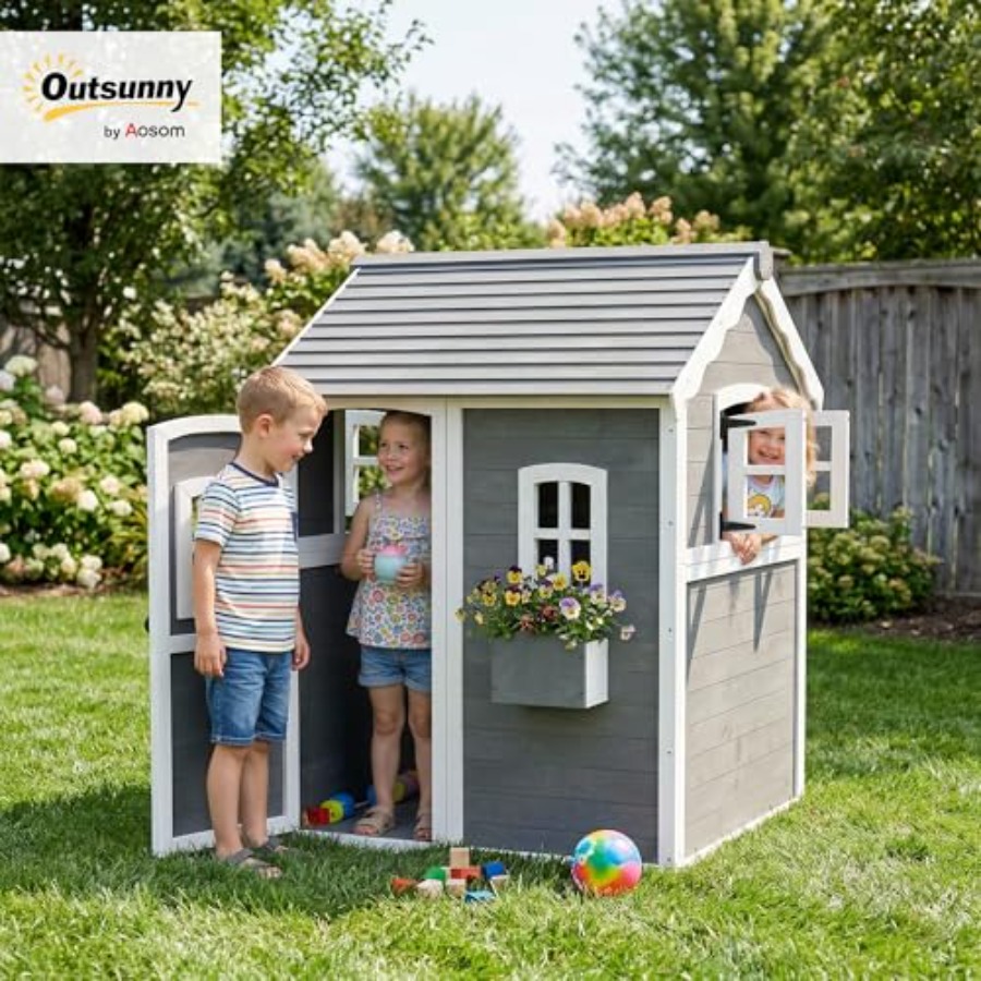 Outdoor wooden playhouse for k - Kids Outdoor Playhouse 评论和价格