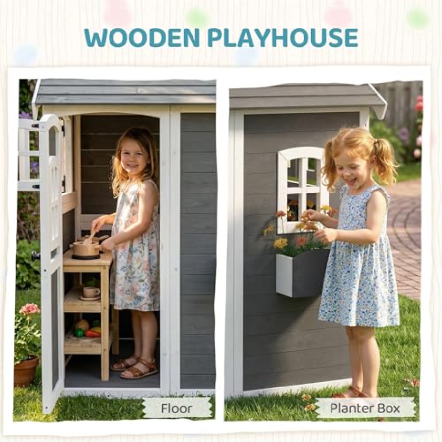 Outdoor wooden playhouse for k - Kids Outdoor Playhouse 评论和价格
