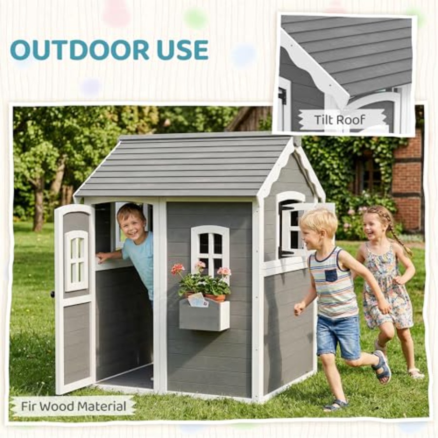 Outdoor wooden playhouse for k - Kids Outdoor Playhouse 评论和价格