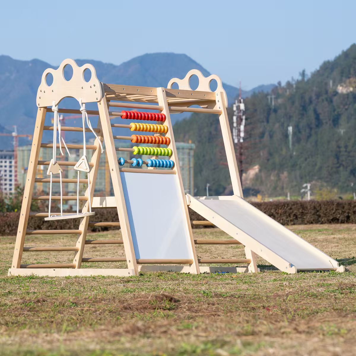 Large Solid Wood Climbing Fram - Kids Outdoor Wooden Climbing Frame 评论和价格