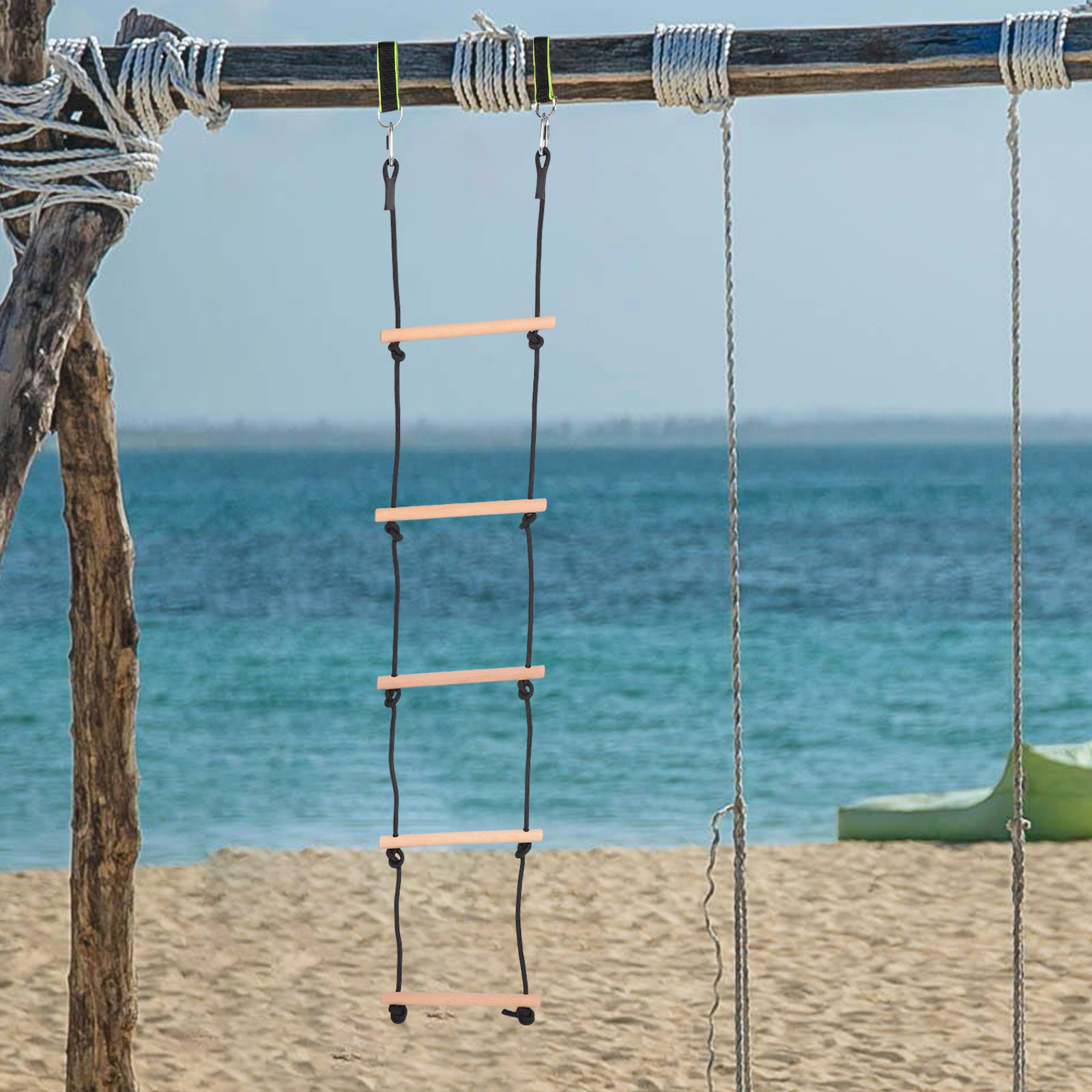1Set Wooden Rope Ladder for Ch - Kids Outdoor Wooden Climbing Frame 评论和价格