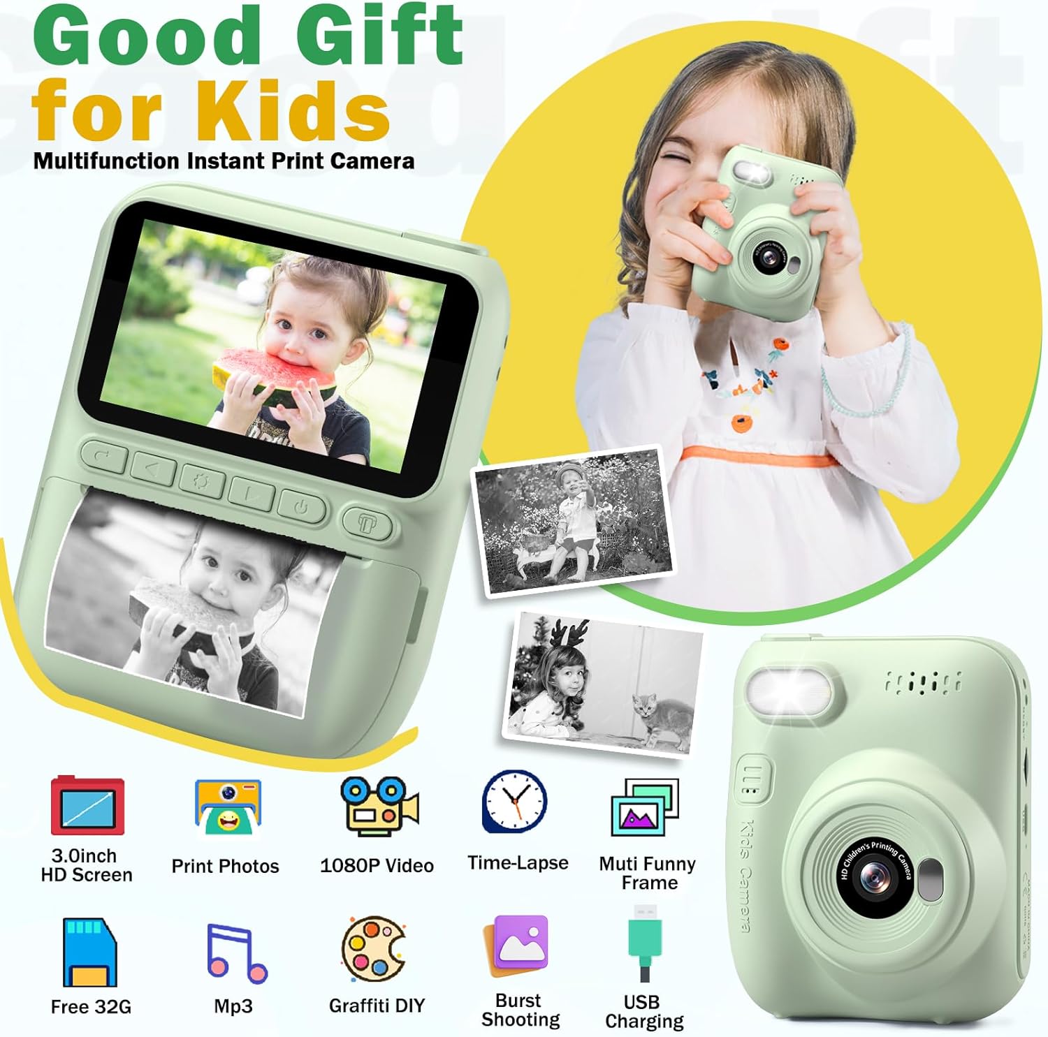 Instant Print Kids Camera, Por - Outdoor Toys For Kids 评论和价格