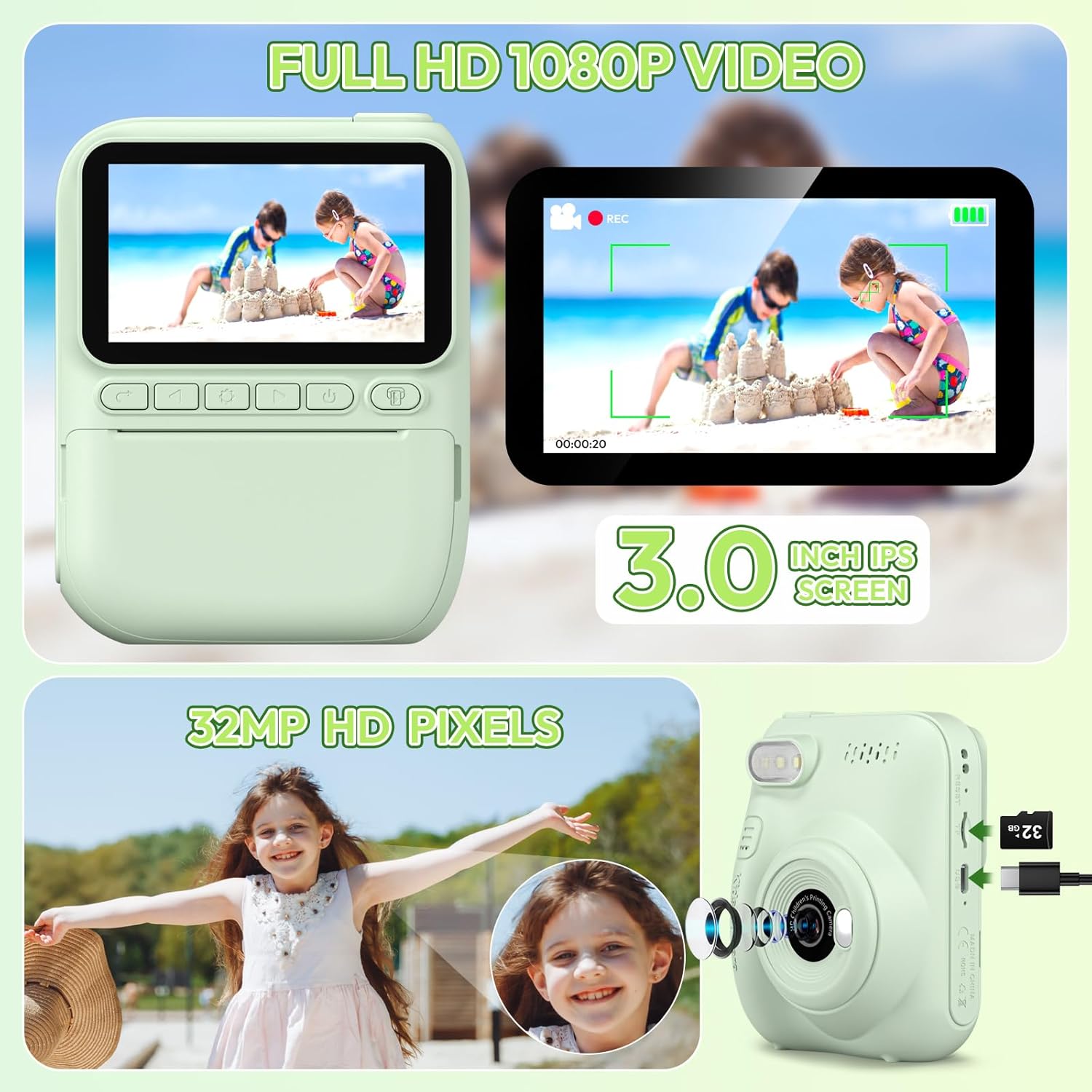 Instant Print Kids Camera, Por - Outdoor Toys For Kids 评论和价格