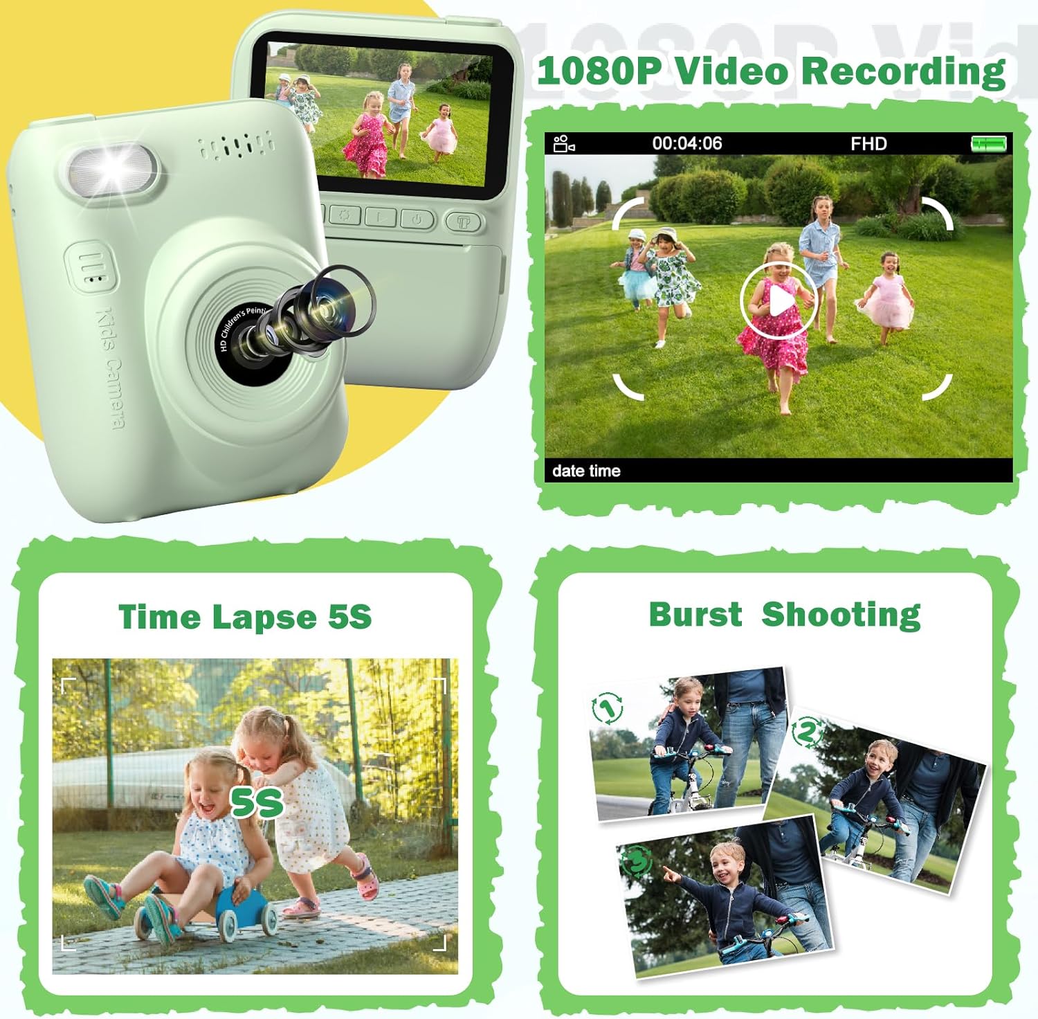 Instant Print Kids Camera, Por - Outdoor Toys For Kids 评论和价格
