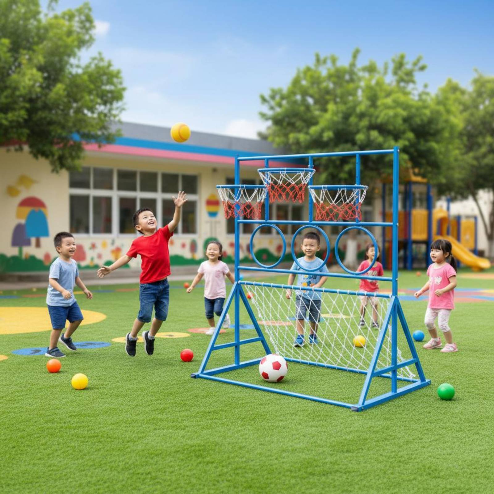 Multi Sport Game Stand 3-in-1  - Kids Outdoor Basketball Hoop 评论和价格