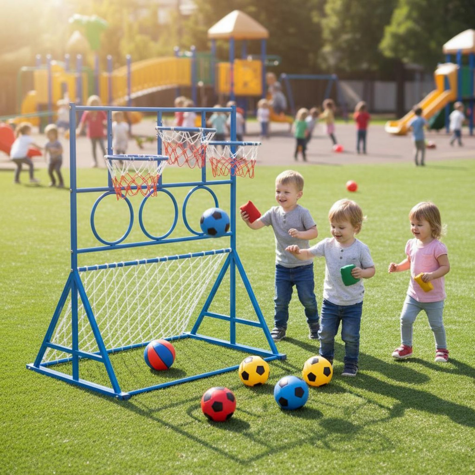 Multi Sport Game Stand 3-in-1  - Kids Outdoor Basketball Hoop 评论和价格