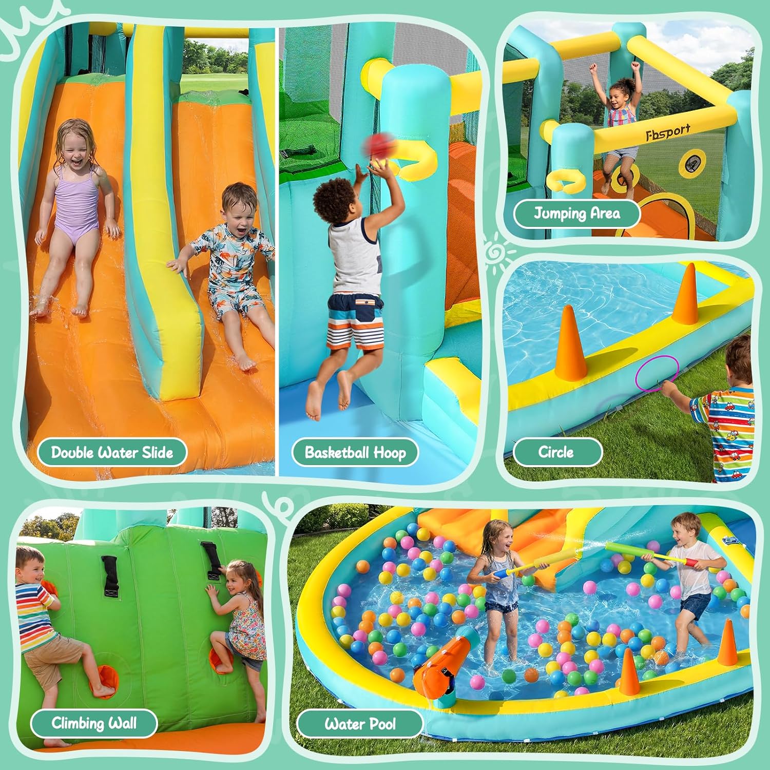 Double Slide Inflatable Water  - Kids Outdoor Water 评论和价格