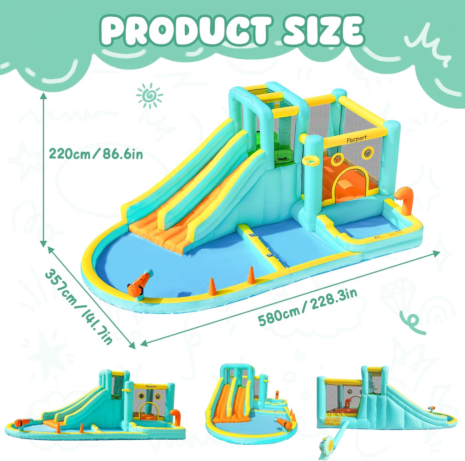 Double Slide Inflatable Water  - Kids Outdoor Water 评论和价格