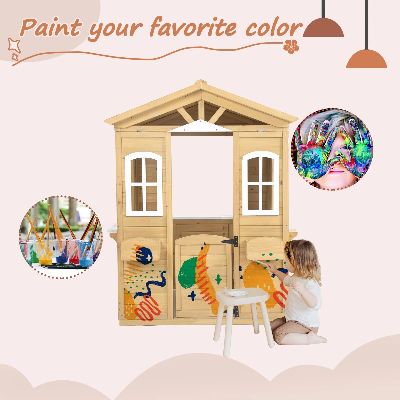 Modern Classic Solid Wood Play - Kids Outdoor Playhouse 评论和价格