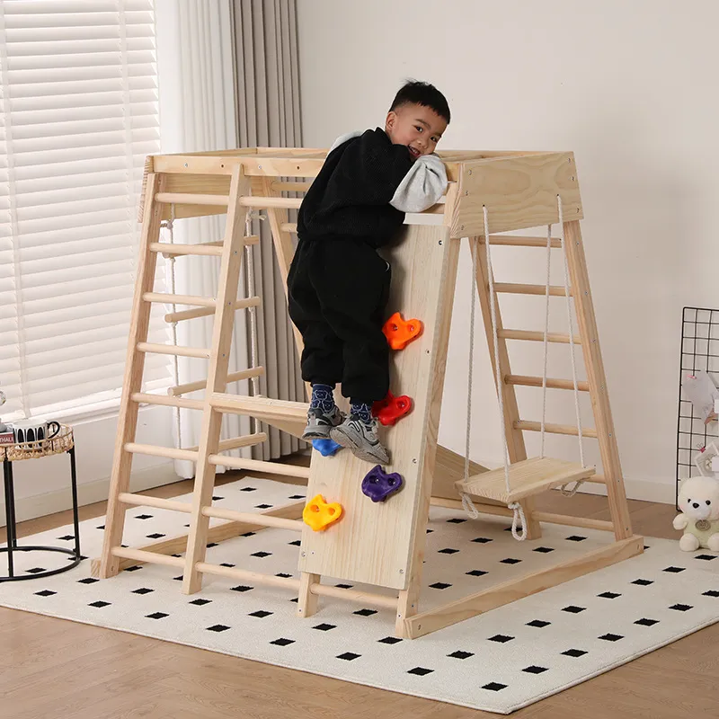 JMZ Wooden Jungle Gym Slide Cl - Kids Outdoor Wooden Climbing Frame 评论和价格