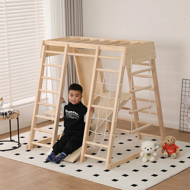 JMZ Wooden Jungle Gym Slide Cl - Kids Outdoor Wooden Climbing Frame 评论和价格