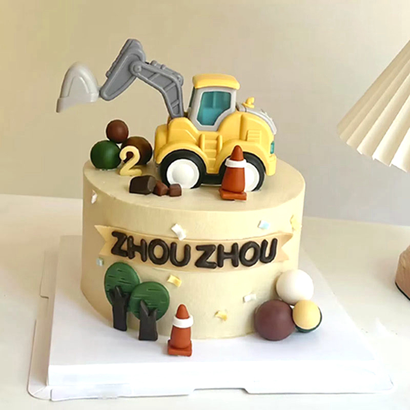 Construction Cake Toppers Birt - Kids Outdoor Excavator 评论和价格