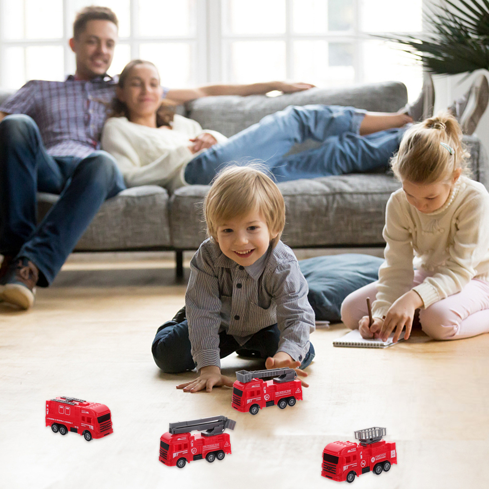8Pcs Pull-Back Fire Truck Vehi - Kids Outdoor Car 评论和价格