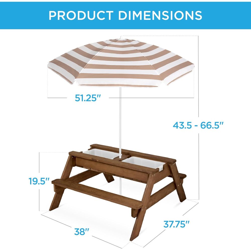 Kids Picnic Table with Umbrell - Kids Outdoor Water Table 评论和价格