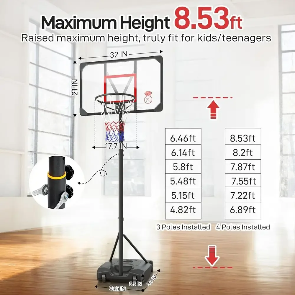 Adjustable Height Portable Bas - Kids Outdoor Basketball Hoop 评论和价格