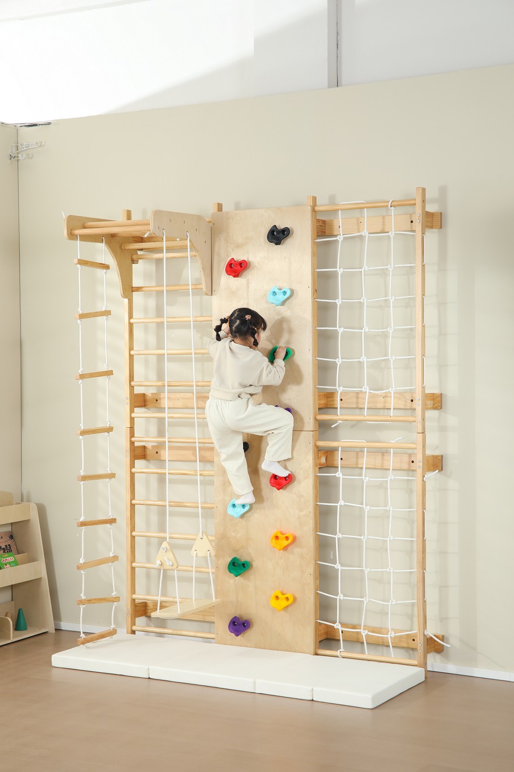 In Stock Indoor Monkey Bars Ki - Kids Outdoor Wooden Climbing Frame 评论和价格
