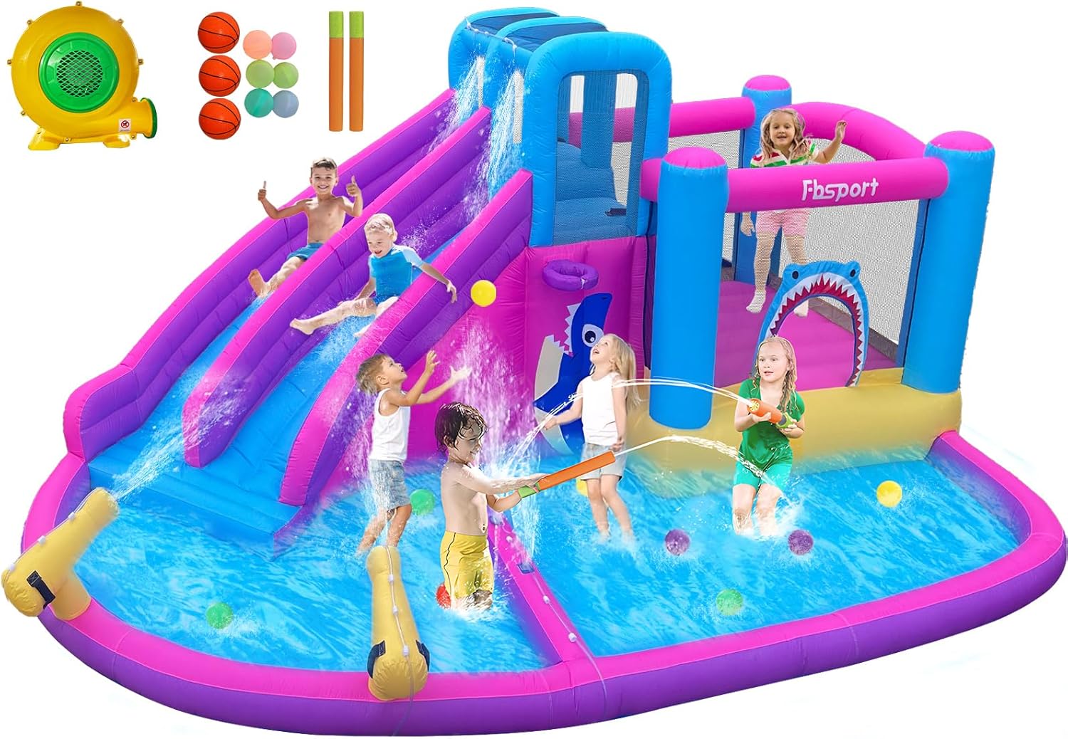Twin Water Slides Inflatable B - Kids Outdoor Water 评论和价格
