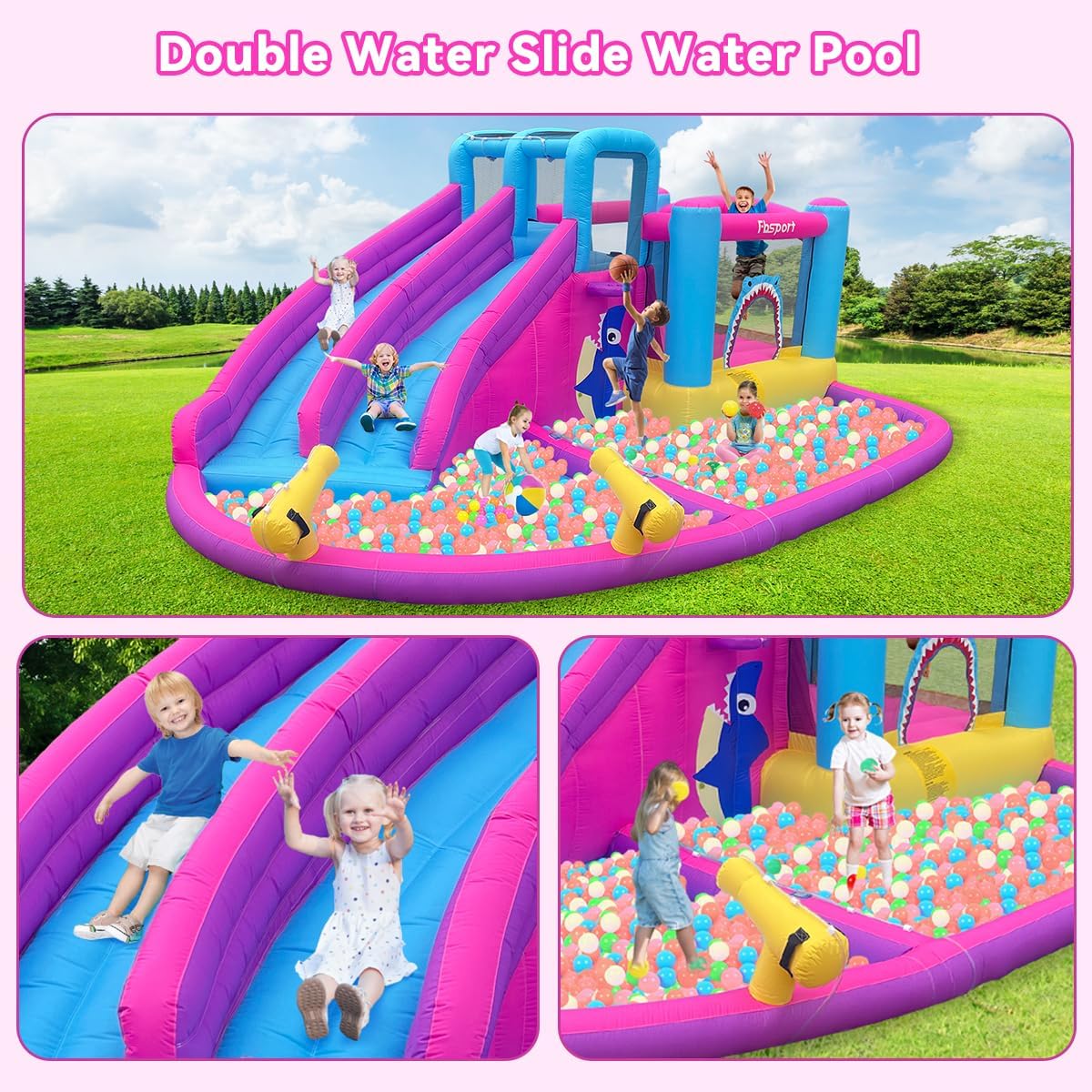 Twin Water Slides Inflatable B - Kids Outdoor Water 评论和价格